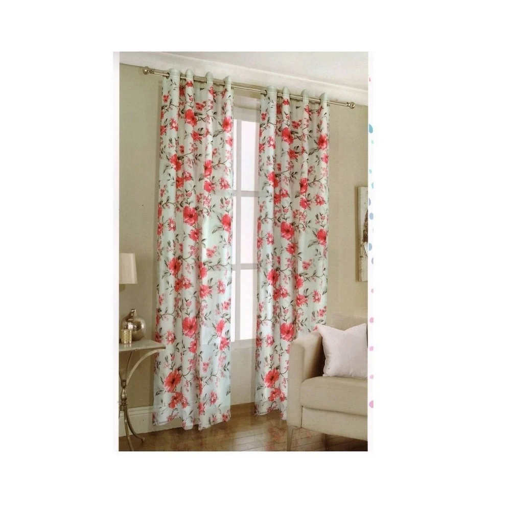 TENDA A FIORI ROSSO FLOREALE 140X280CM A PANNELLO DOPPIO VELO CON 8 ANELLI - TrAdE Shop Traesio