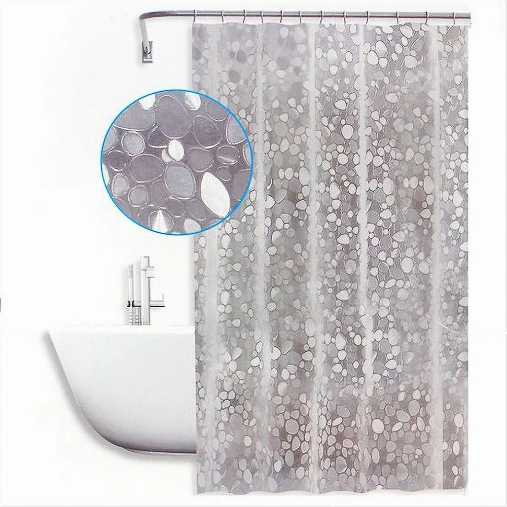 TENDA DOCCIA VASCA ANTIMUFFA IMPERMEABILE BIANCA CON SASSOLINI 240 X 200CM 59526 - Cleafe
