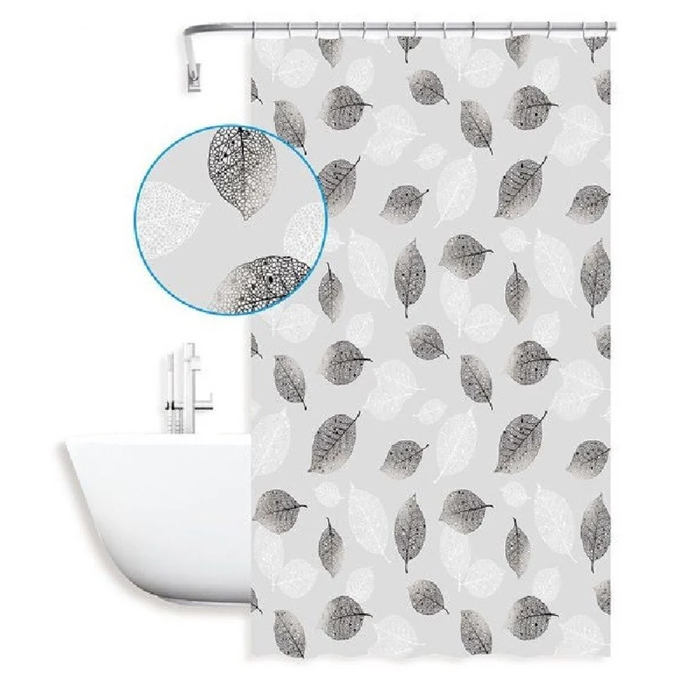 TENDA DOCCIA VASCA BAGNO 240 X 200CM PEVA FANTASIA CON FOGLIE IMPERMEABILE 59808 - Cleafe