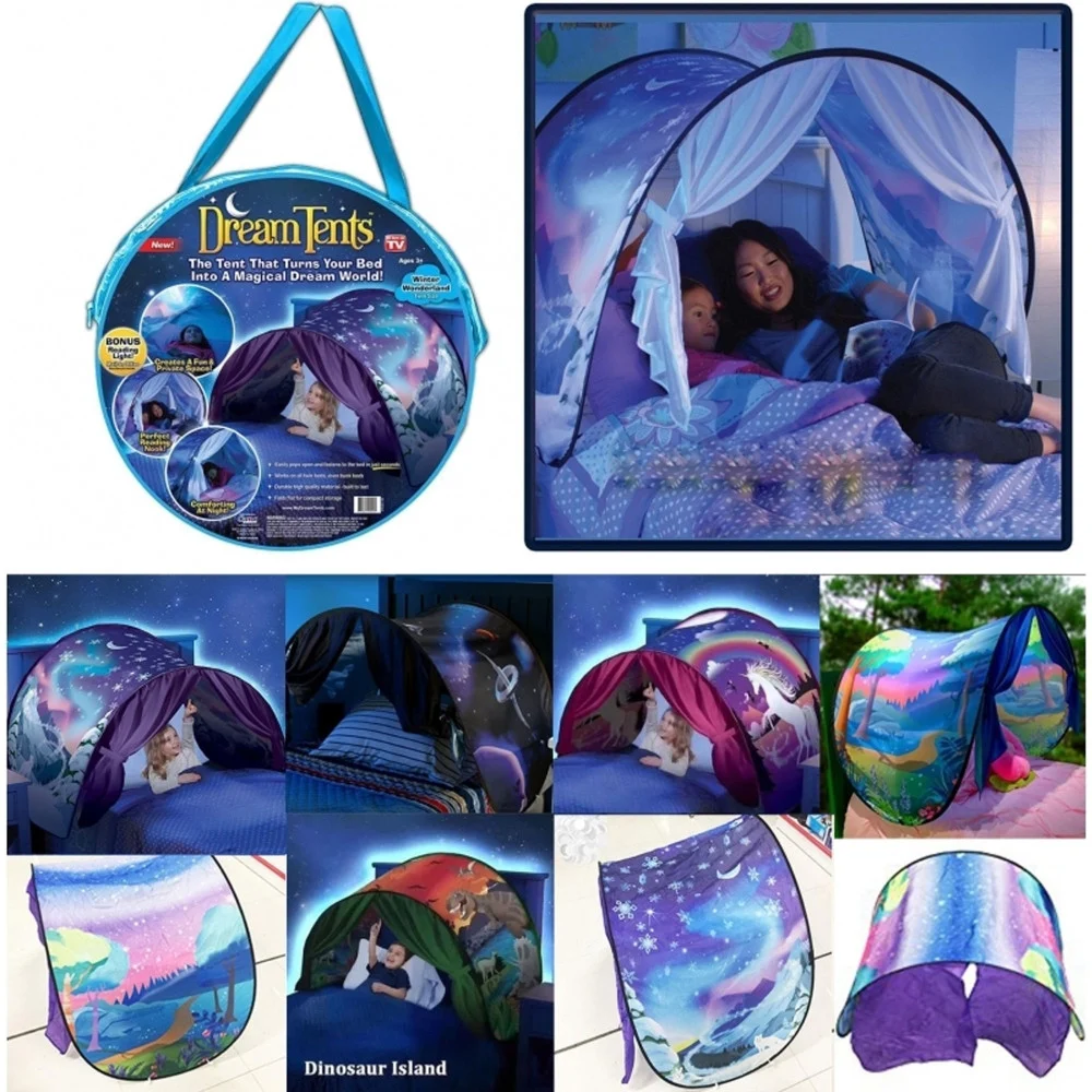 TENDA DREAM CON LUCE LED GIOCO CASETTA RIFUGIO SOGNO LETTO BAMBINI USO INTERNO - TrAdE Shop Traesio