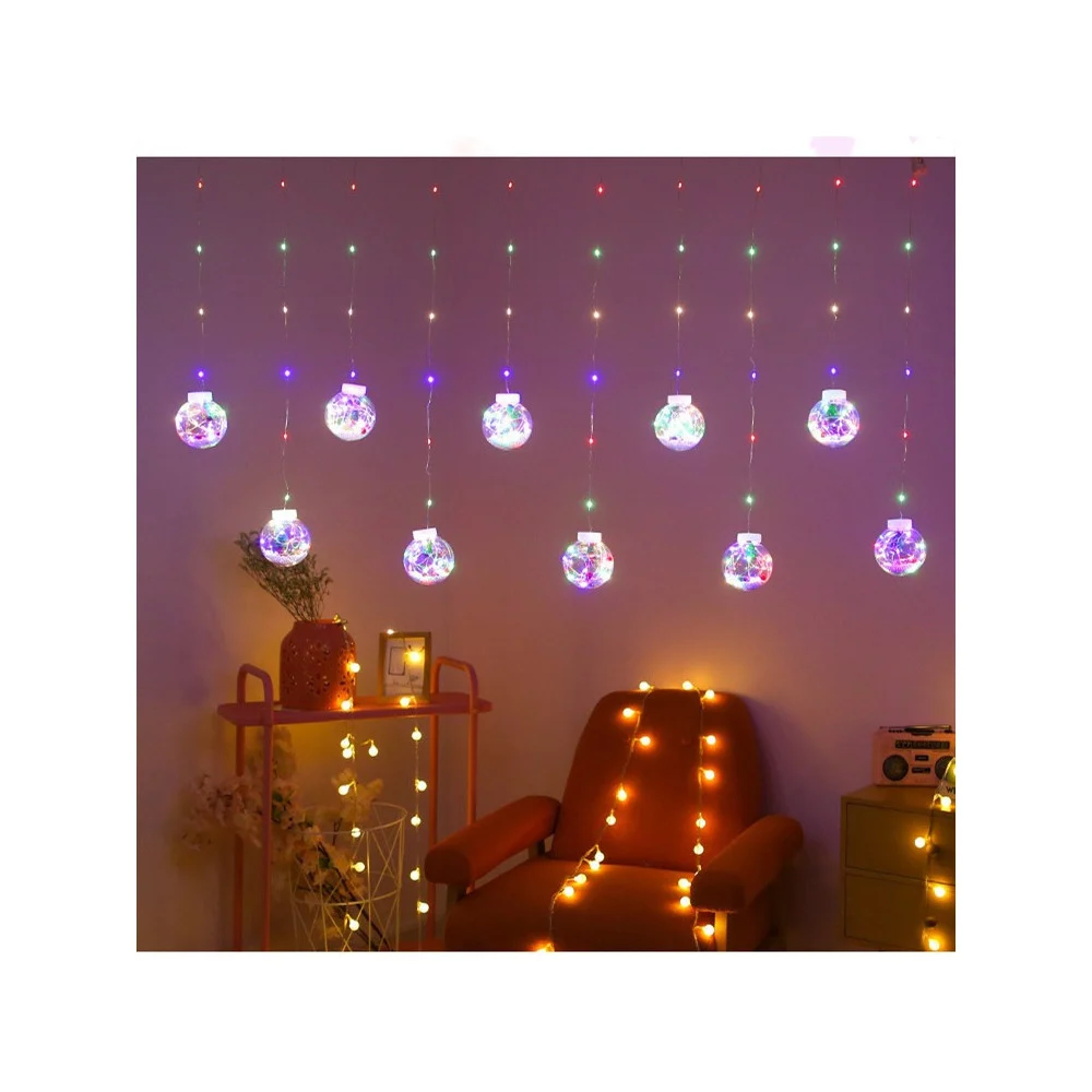 TENDA LUMINOSA 10 PALLINE DI NATALE 3 METRI CON NEVE LUCE LED CALDA FREDDA RGB - TrAdE Shop Traesio