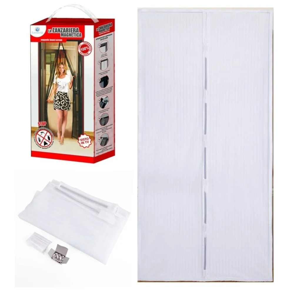 TENDA ZANZARIERA MAGNETICA PER PORTE 140 X 240 CM STANDARD UNIVERSALE BIANCA - TrAdE Shop Traesio