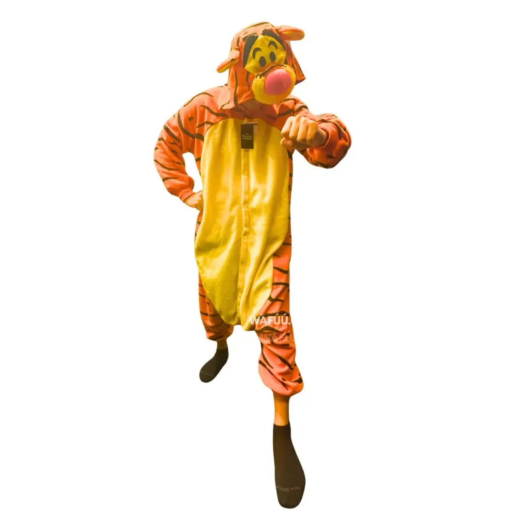 Kigurumi Tigger Costume Fleece Morbido RBJ-041 Arancione 100% Poliestere