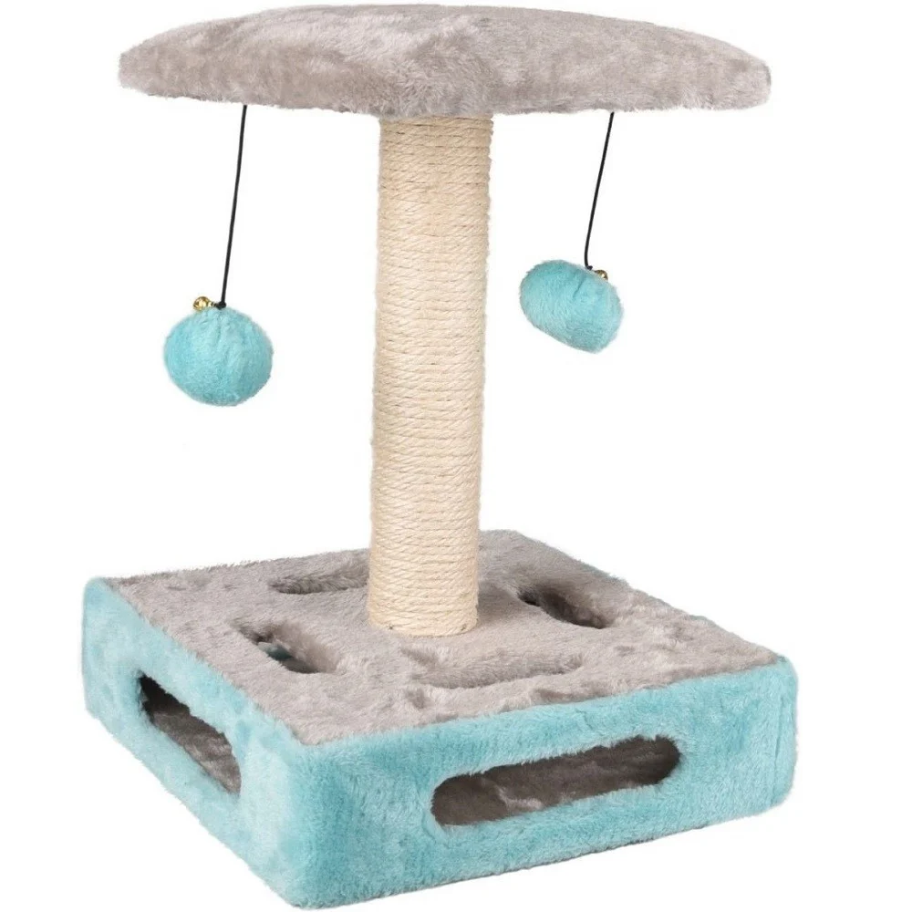 TIRAGRAFFI FENICOTTERO CON PALLINE SONAGLI IN TURCHESE PER GATTO 28X28X37.5 CM - TrAdE Shop Traesio
