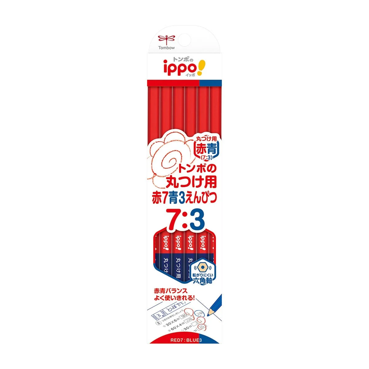 Tombow Pencil ippo! Red Blue Pencil 7:3 Marking Hexagonal 1 Dozen CV KIVP7 3