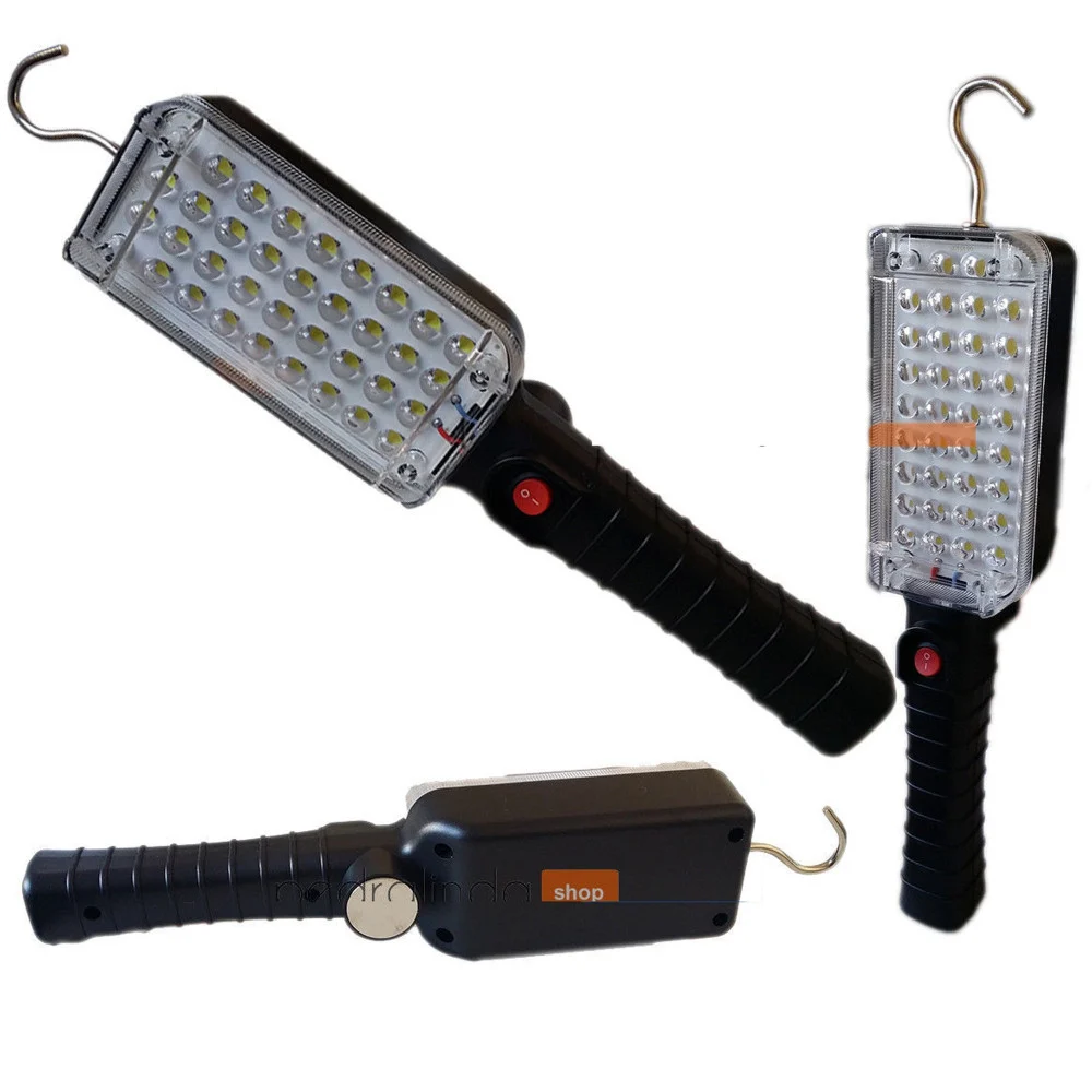TORCIA LAMPADA PORTATILE GANCIO CALAMITATA 34 LED DA LAVORO RICARICABILE ZJ-859