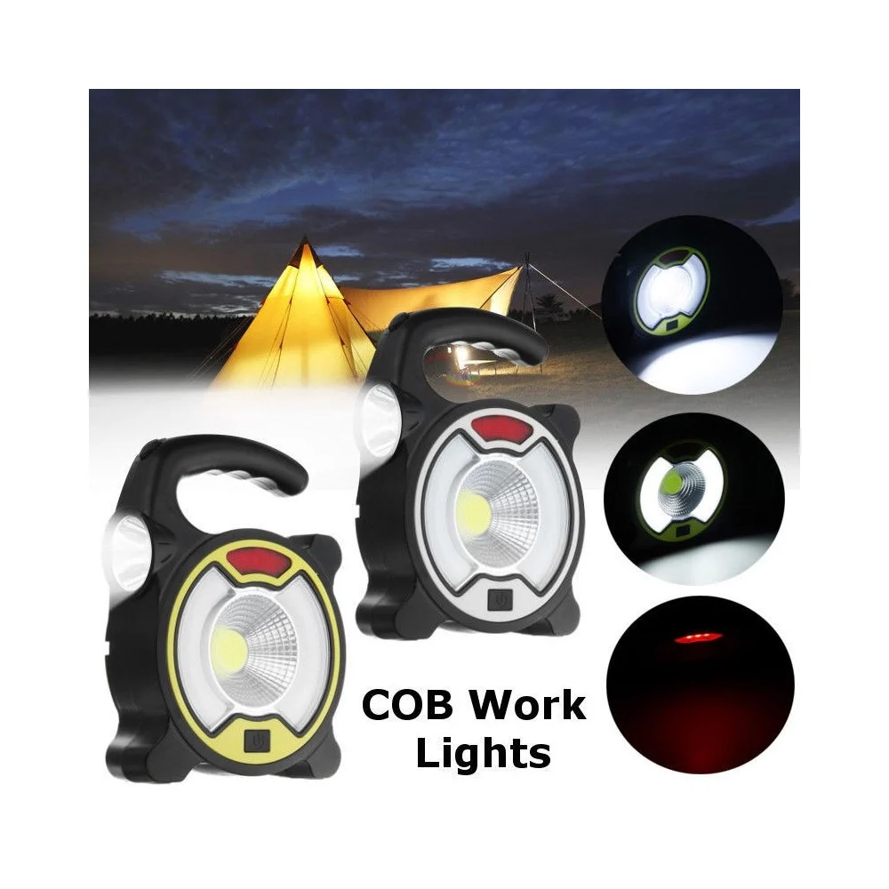 TORCIA LED COB EMERGENZA LUCE FARO DA LAVORO RICARICABILE CON PANNELLO SOLARE - TrAdE Shop Traesio
