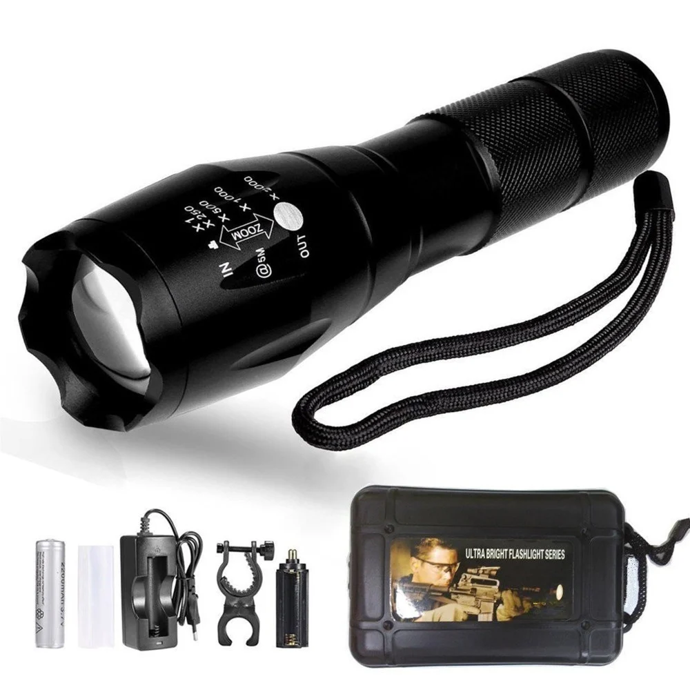 TORCIA TATTICA MILITARE A LED ULTRA LUMINOSA 1200 LMN IMPERMEABILE CON 5 MOD. - TrAdE Shop Traesio