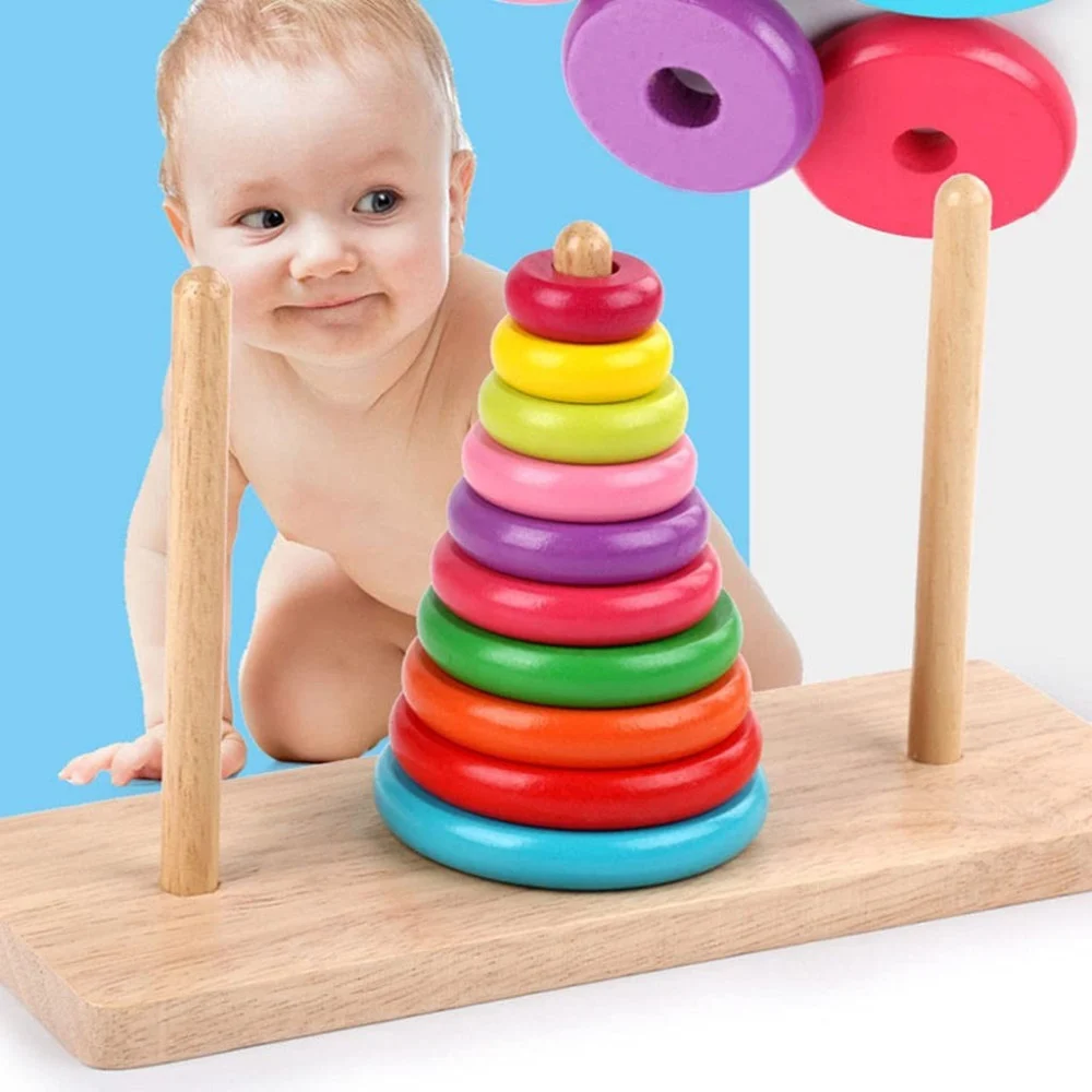 TORRE DI HANOI GIOCATTOLO PER BAMBINI IMPILATORE BLOCCHI LEGNO GIOCO EDUCATIVO - TrAdE Shop Traesio