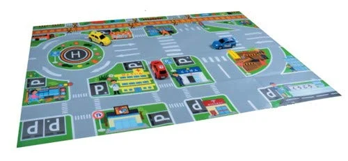 Toyco Tappeto mappa stradale 120 x 83 cm con 3 mini auto e adesivi