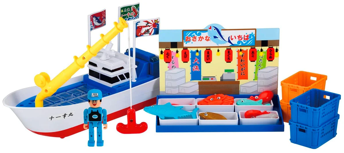 Toyco playset barca da pesca galleggiante con canna magnetica, luci e suoni