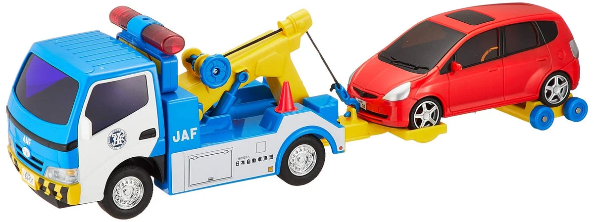 JAF carro attrezzi a frizione, senza batterie, con auto e carrello di traino - Toyco