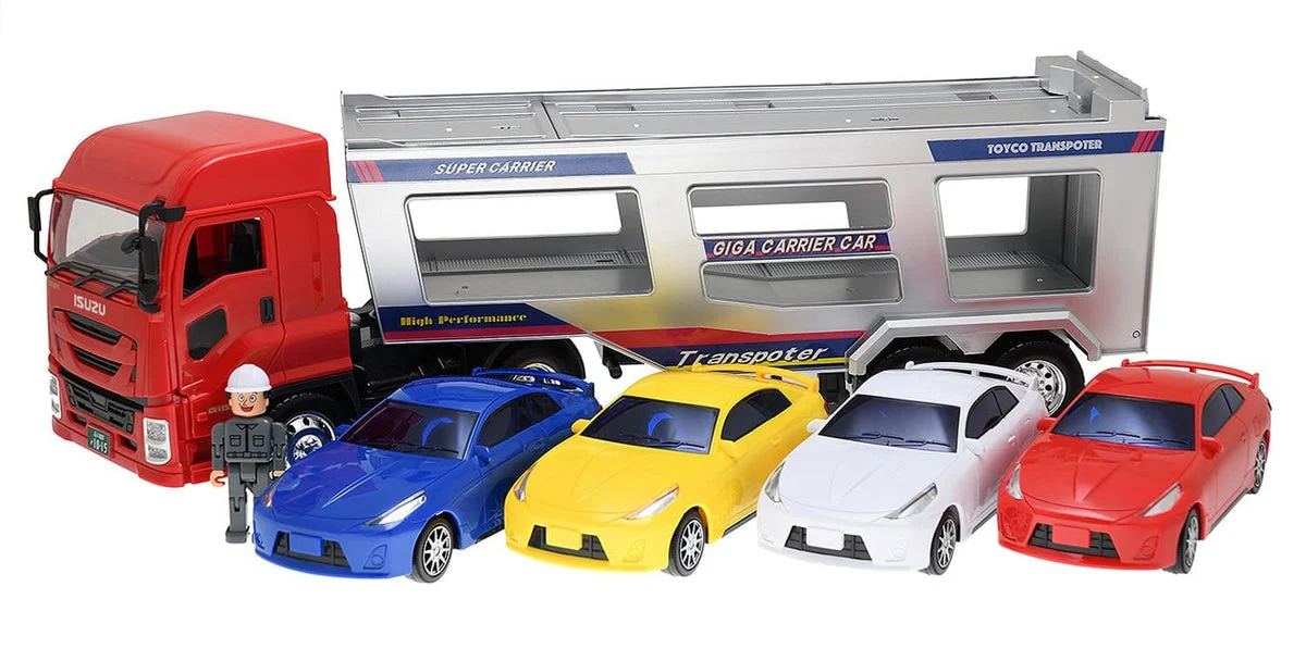Toyco Camion ribaltabile con escavatore a frizione Isuzu Giga e Kobelco SK135SR