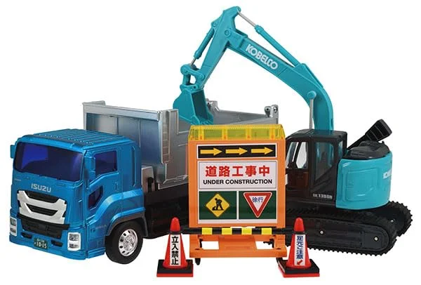 Toyco Set da cantiere con camion ribaltabile a frizione ed escavatore Junior