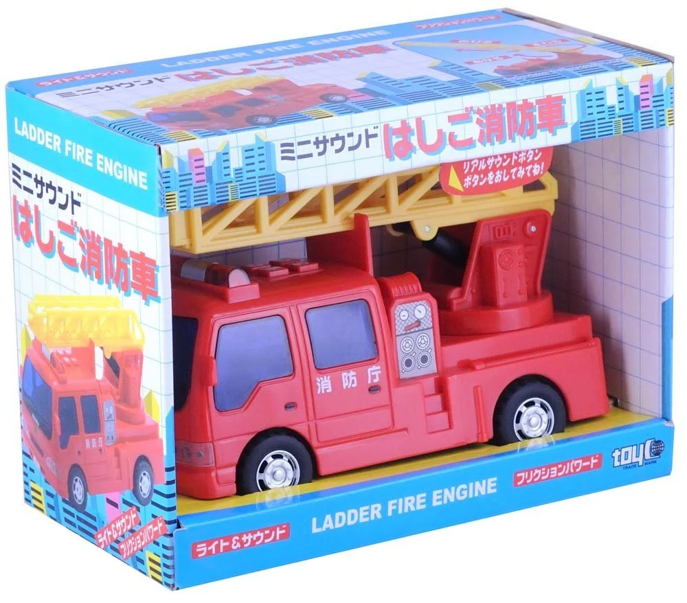 Mini camion dei pompieri con scala, luci e suoni, rosso, 2 x AA incluse - Toyco