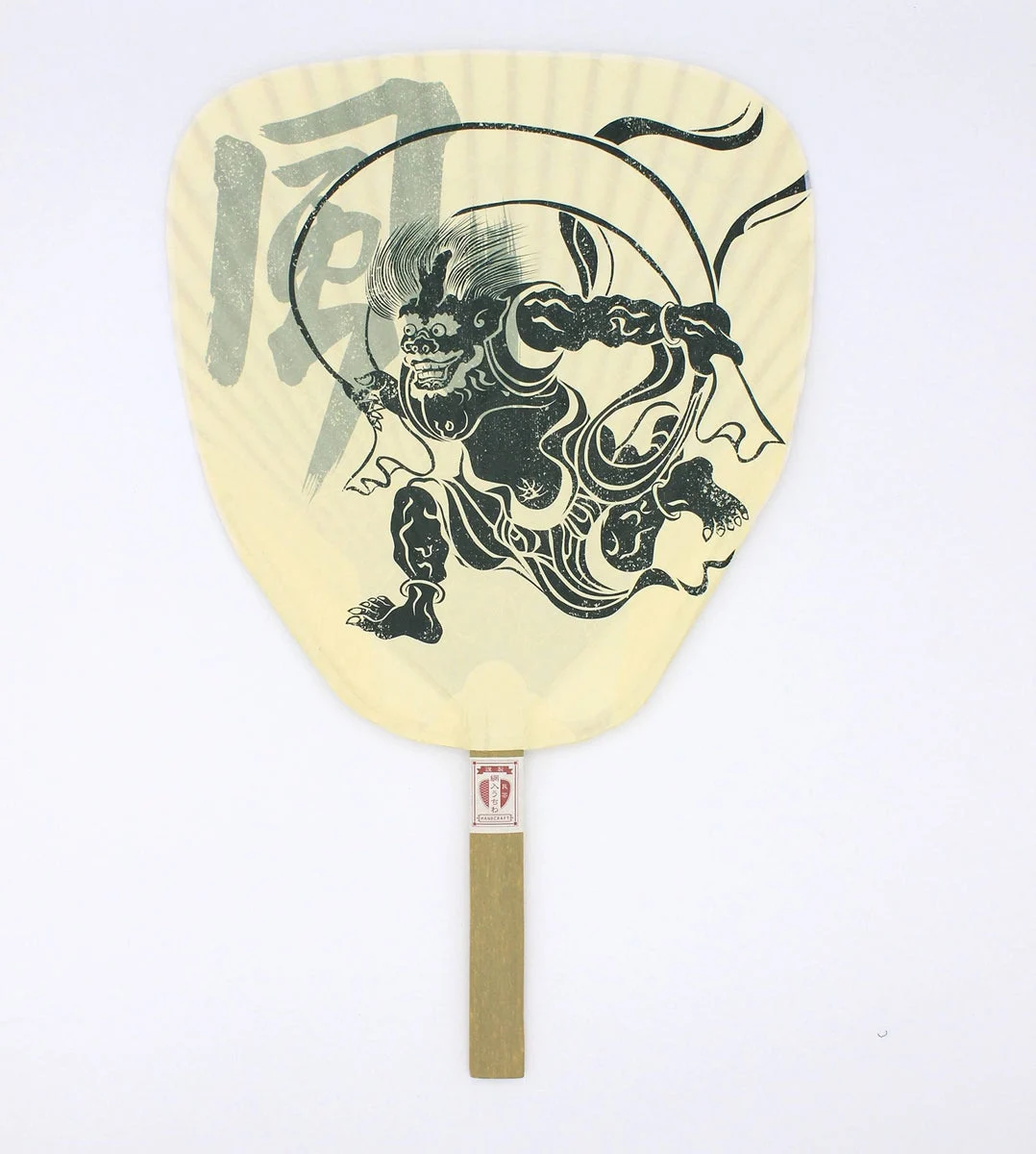 Traditional Bamboo Uchiwa Fan with Wind and Thunder God Design 6115 - WAFUU JAPAN