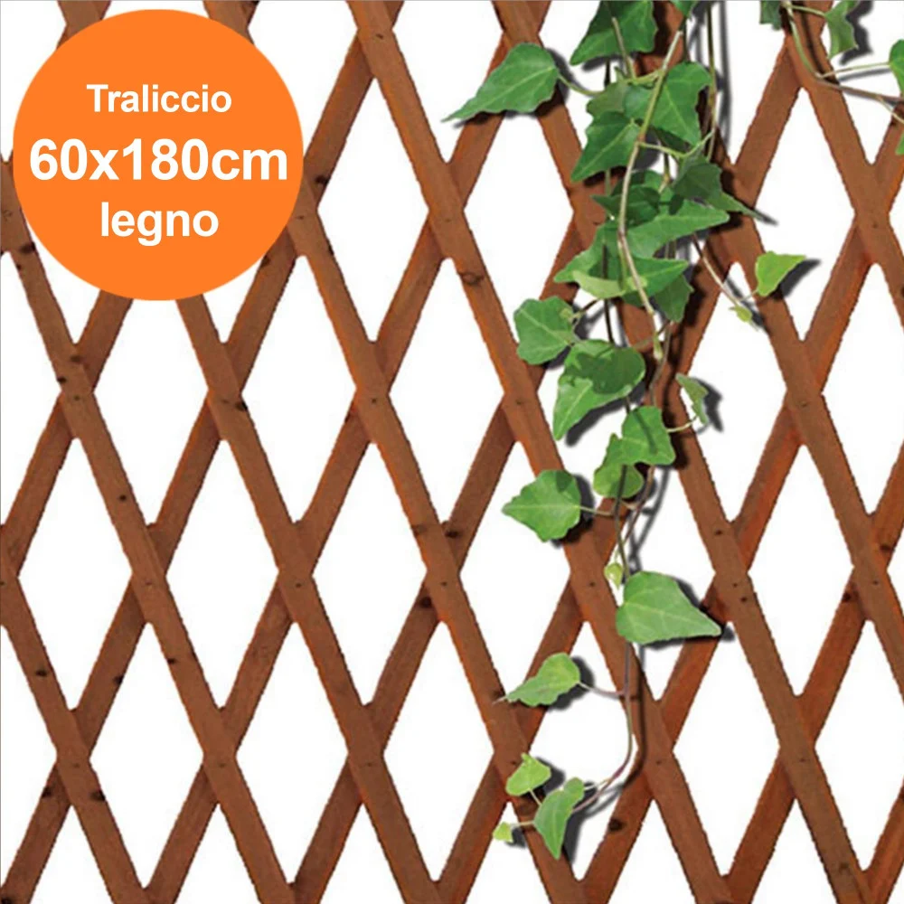 TRALICCIO RETE ESTENSIBILE IN LEGNO SCURO PER PARETE DA GIARDINO PIANTE 180X60cm 243050 - TrAdE Shop Traesio