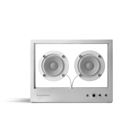 TRANSPARENT Small Bluetooth Speaker Glass Panel TPS-06 White