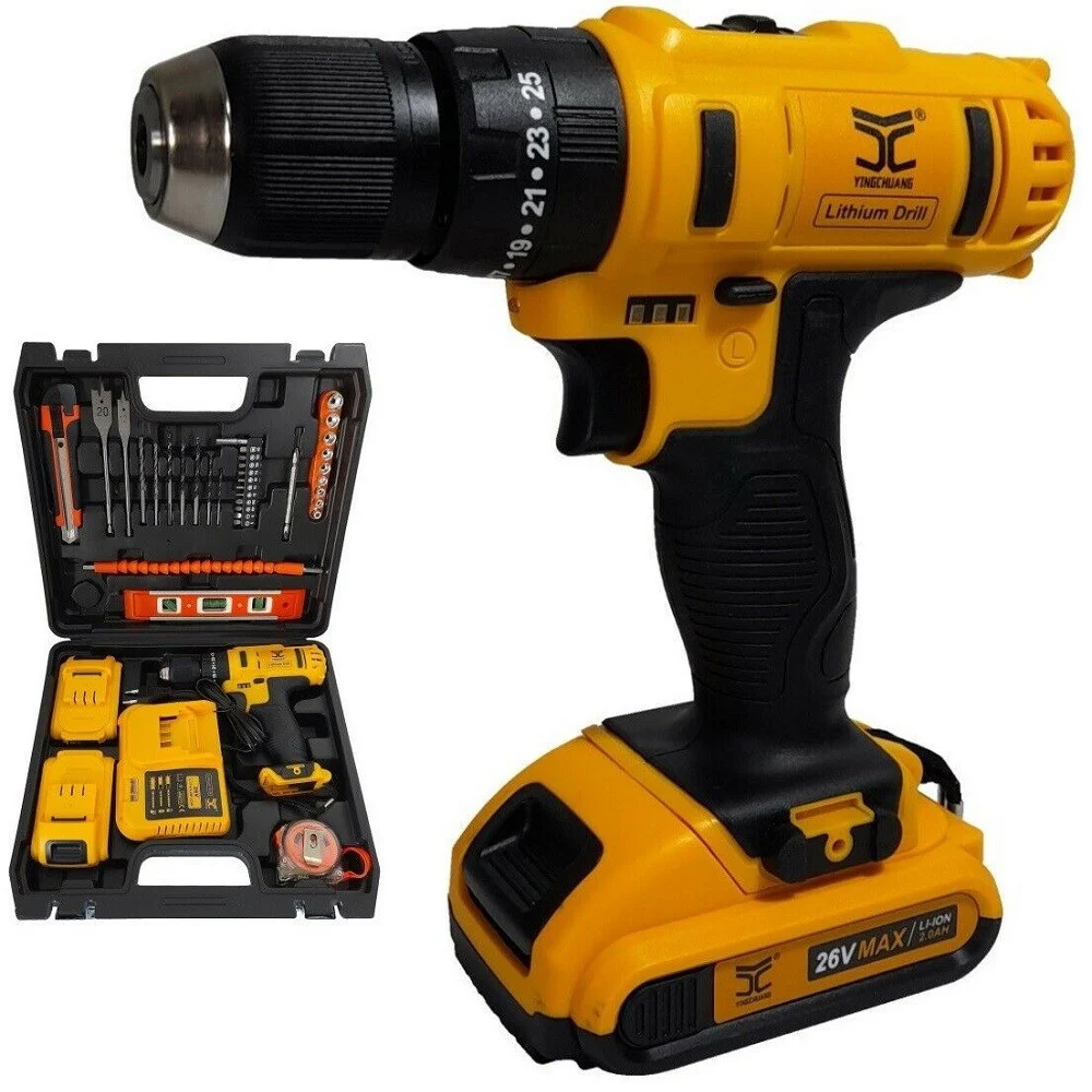 TRAPANO AVVITATORE A PERCUSSIONE DOPPIA BATTERIA LITIO 26V VALIGIA 35 ACCESSORI - TrAdE Shop Traesio