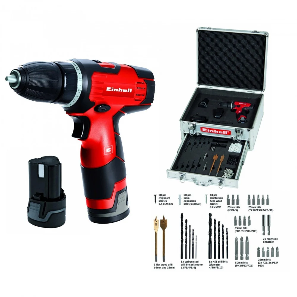 Trapano avvitatore batteria 12V Litio valigetta 214 pz TH CD 12-2 Li