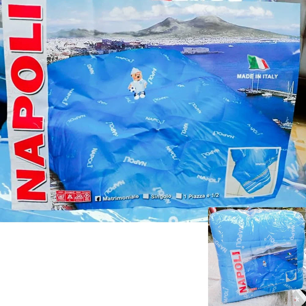 TRAPUNTA PIUMONE PER LETTO SINGOLO INVERNALE TRAMA DEL NAPOLI COLORE AZZURRO - TrAdE Shop Traesio