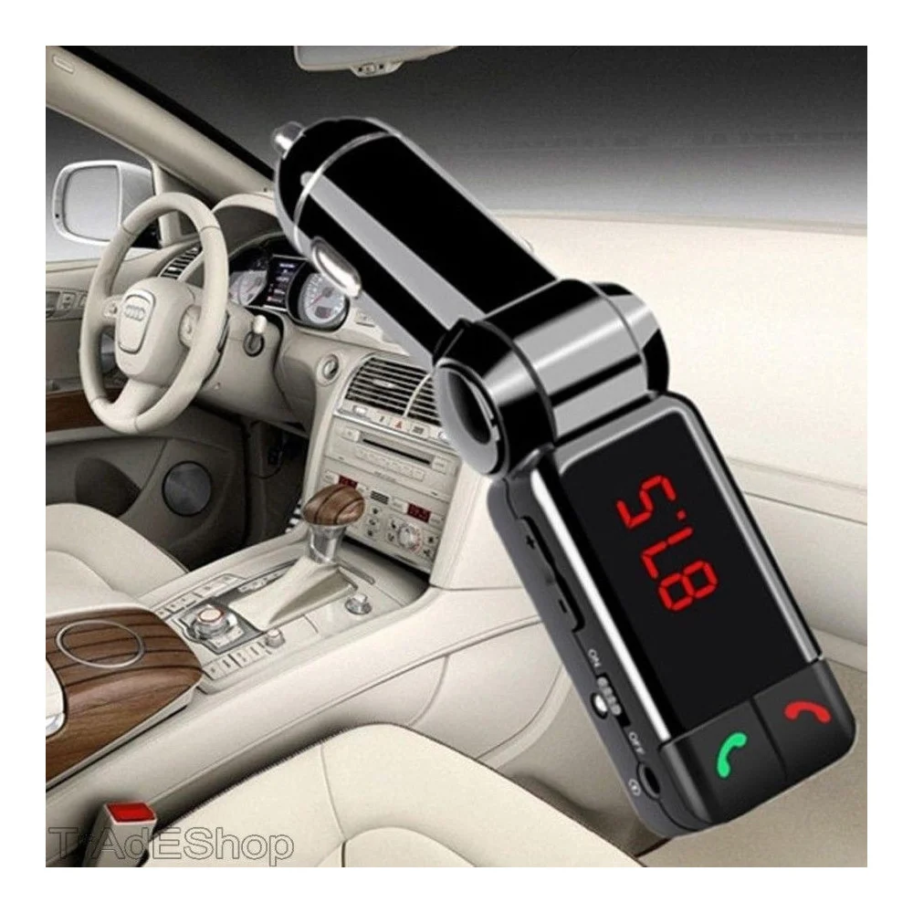 TRASMETTITORE BLUETOOTH VIVAVOCE CON DISPLAY FM LETTORE MP3 USB MODULATORE AUTO - TrAdE Shop Traesio