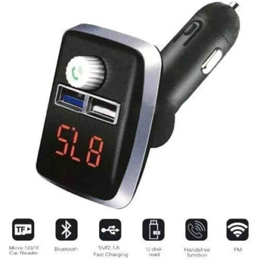 TRASMETTITORE FM AUTO BLUETOOTH Q-B67 VIVAVOCE LETTORE MP3 CARICATORE USB DOPPIO