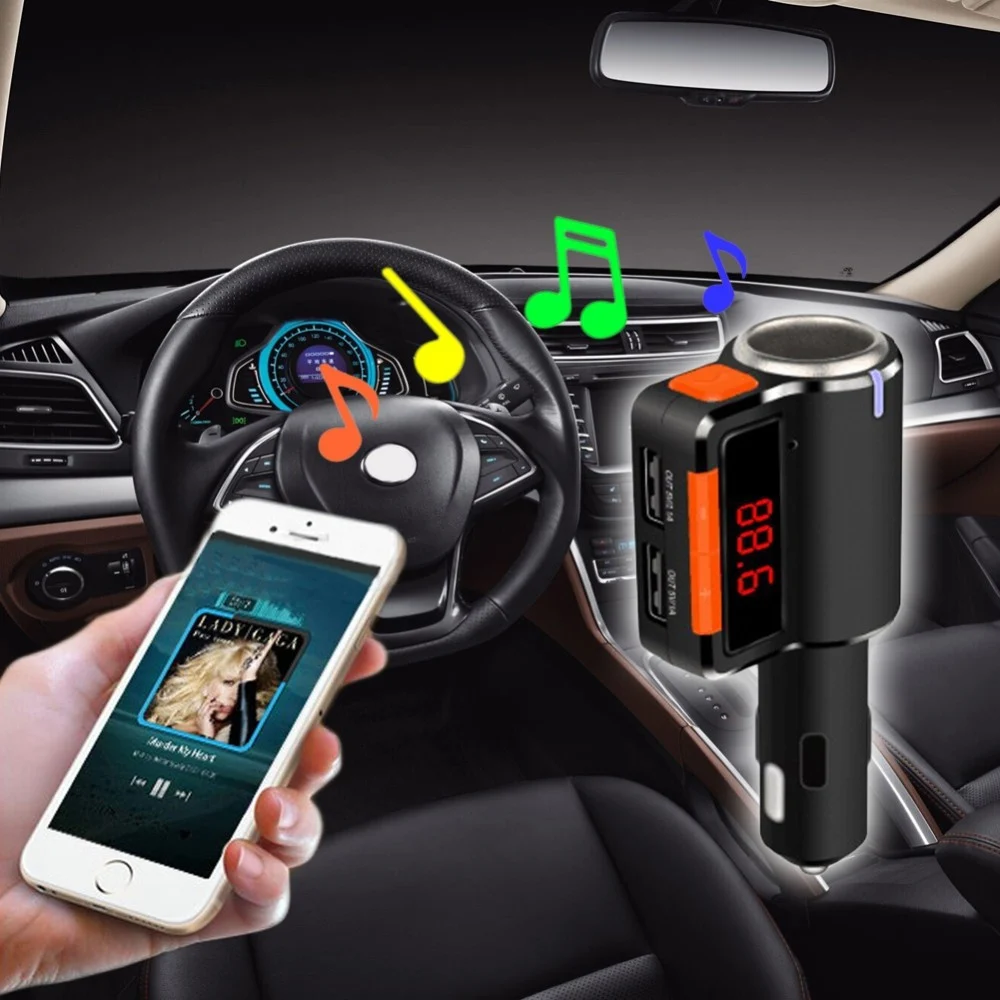 TRASMETTITORE VIVAVOCE BLUETOOTH CON DISPLAY FM LETTORE USB MP3 MODULATORE AUTO - TrAdE Shop Traesio