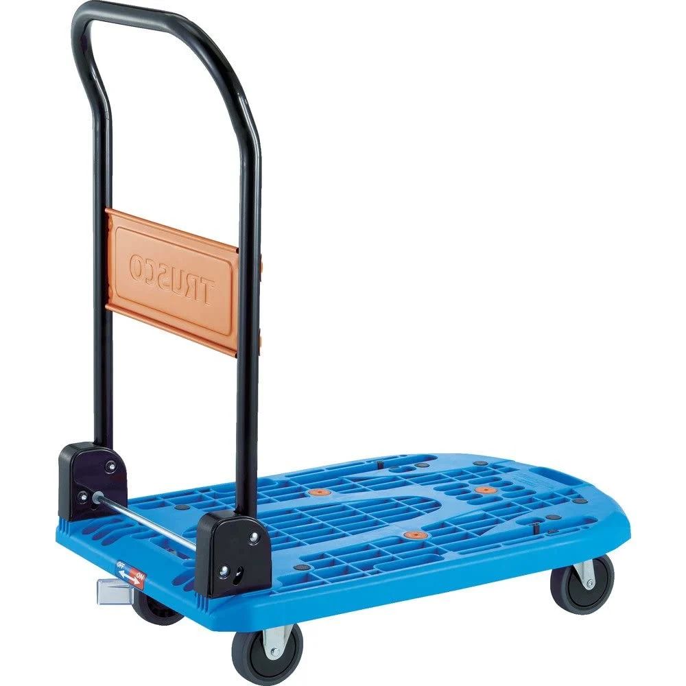 TRUSCO Foldable Quiet Lightweight Cart Dolly w/ Plastic Stopper Blue 780×490mm