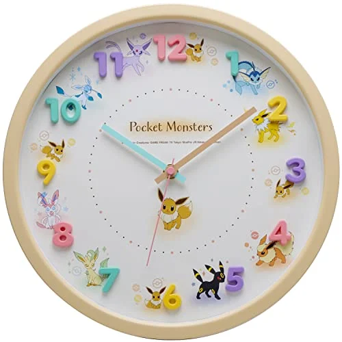 T'S Factory Hanging Clock Beige Pokemon Eevee Friends 2926223