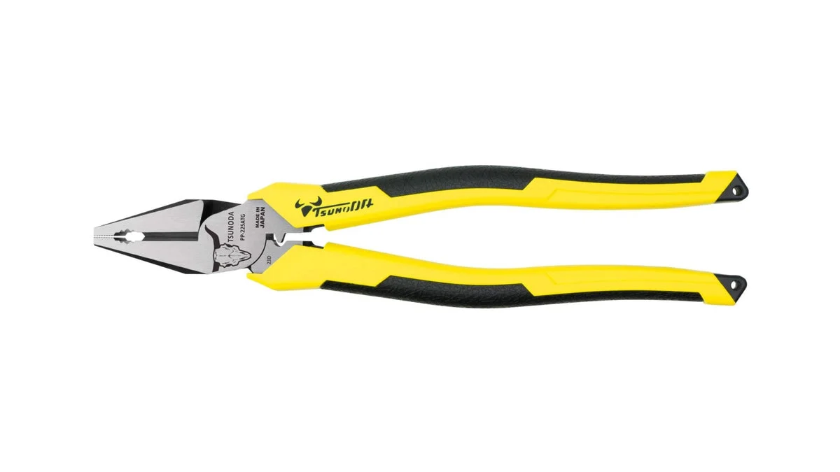 Tsunoda 225mm Offset Power Pliers with Crimper for Electrical Work (PP-225ATG)