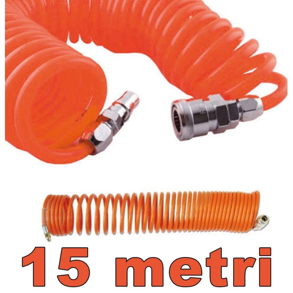 TUBO ARIA COMPRESSA FLESSIBILE PER COMPRESSORE 15 METRI RACCORDO SPIRALE - TrAdE Shop Traesio