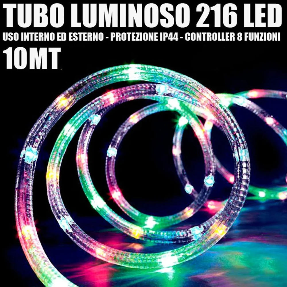TUBO LUMINOSO 216 LED MULTICOLOR 10 MT 3VIE USO INTERNO/ESTERNO + CONTROLLER - TrAdE Shop Traesio