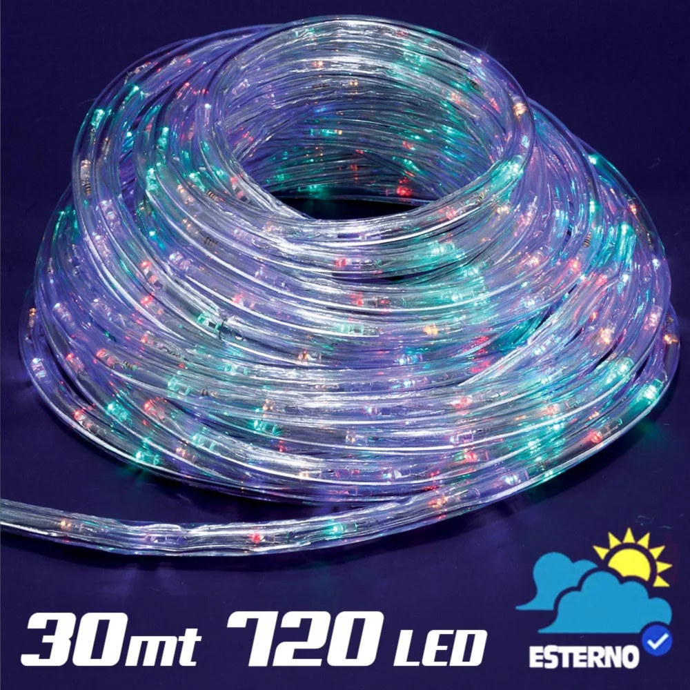 Tubo Luminoso 30 metri LED Multicolor 720 Luci per interno e per Esterno - TrAdE Shop Traesio