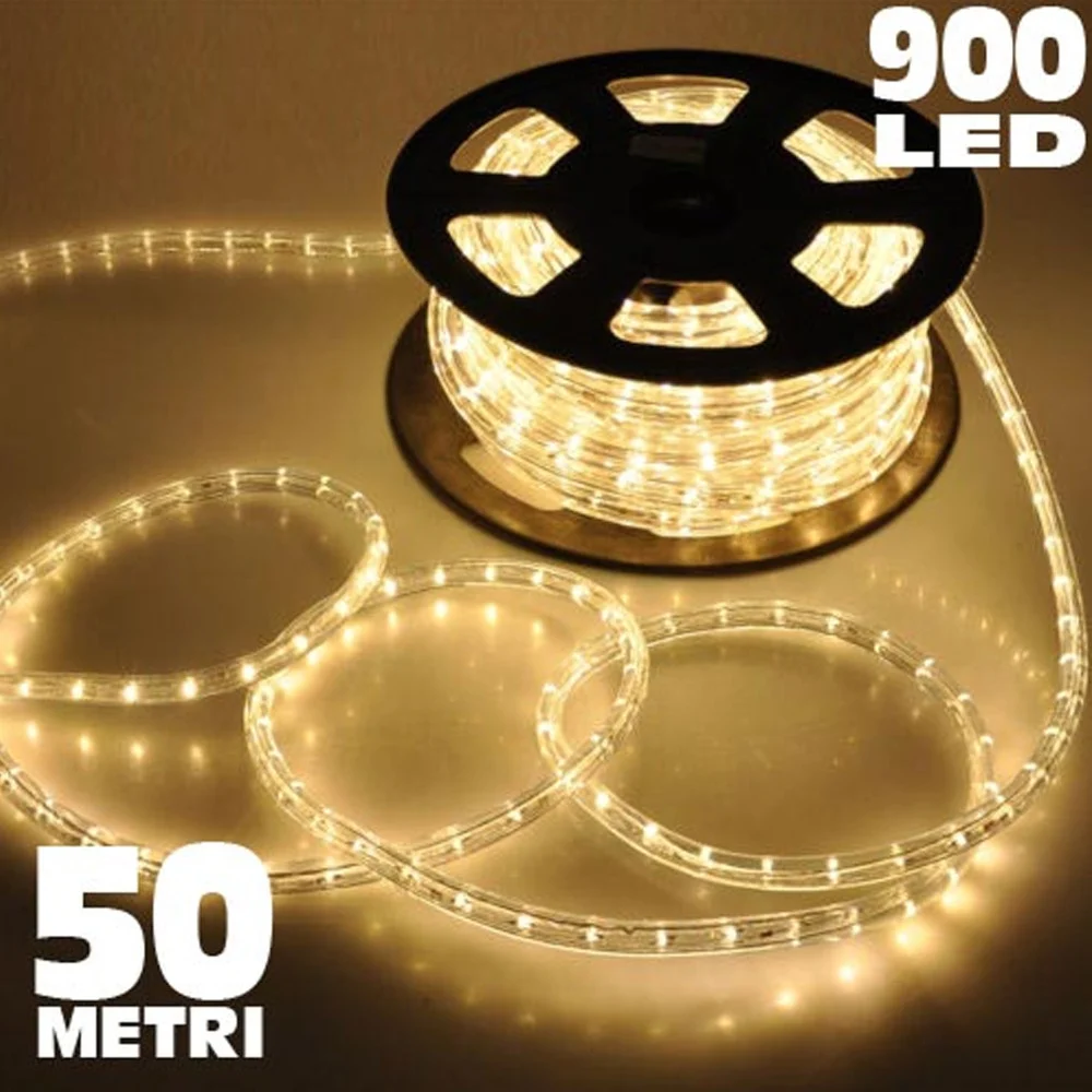 TUBO LUMINOSO 50 METRI BIANCO CALDO PER USO ESTERNO CON CONTROLLER 8 GIOCHI LUCE - TrAdE Shop Traesio