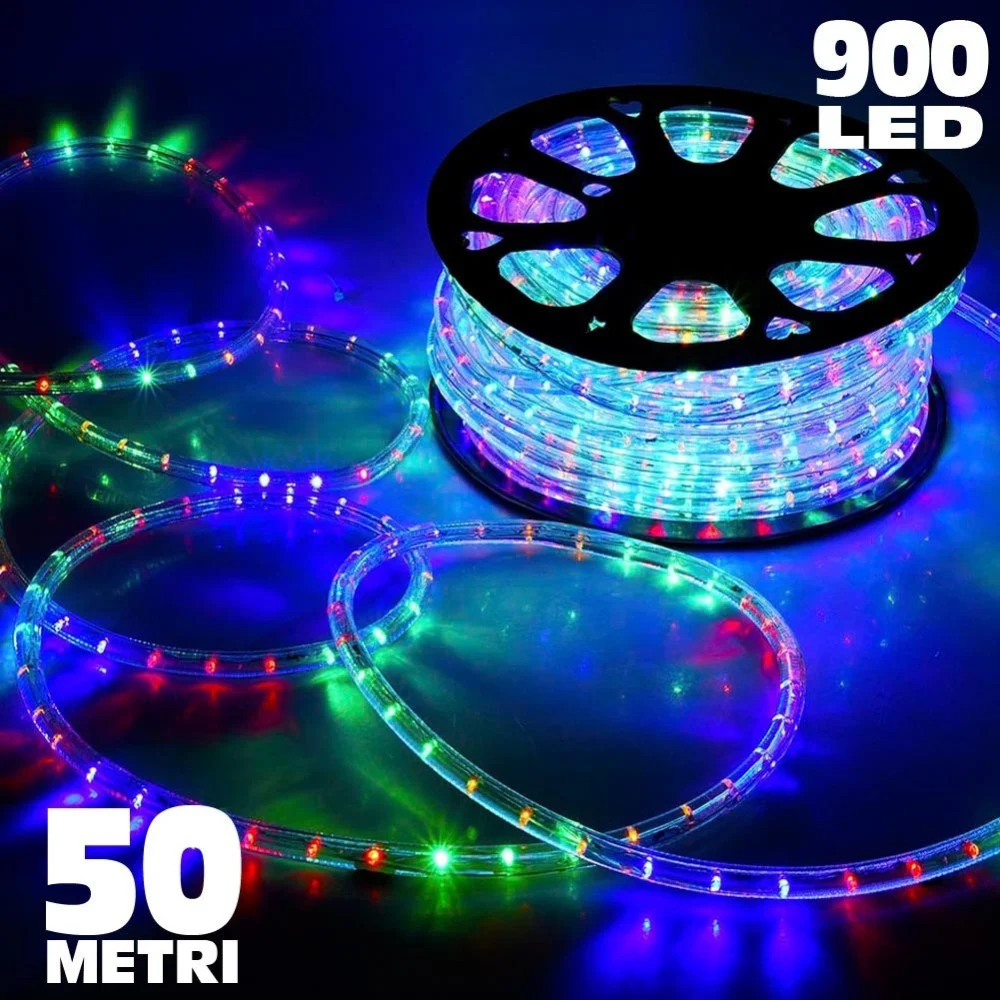 TUBO LUMINOSO 50 METRI MULTICOLORE PER USO ESTERNO CON CONTROLLER 8 GIOCHI LUCE - TrAdE Shop Traesio