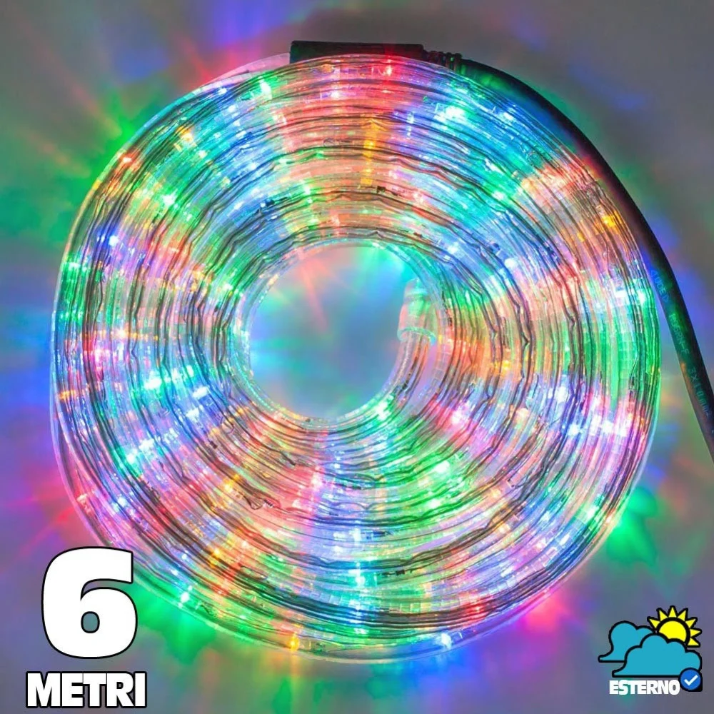 TUBO LUMINOSO A 108 LED PER ESTERNO 6 METRI DI LUCI MULTICOLOR CON CONTROLLER - TrAdE Shop Traesio