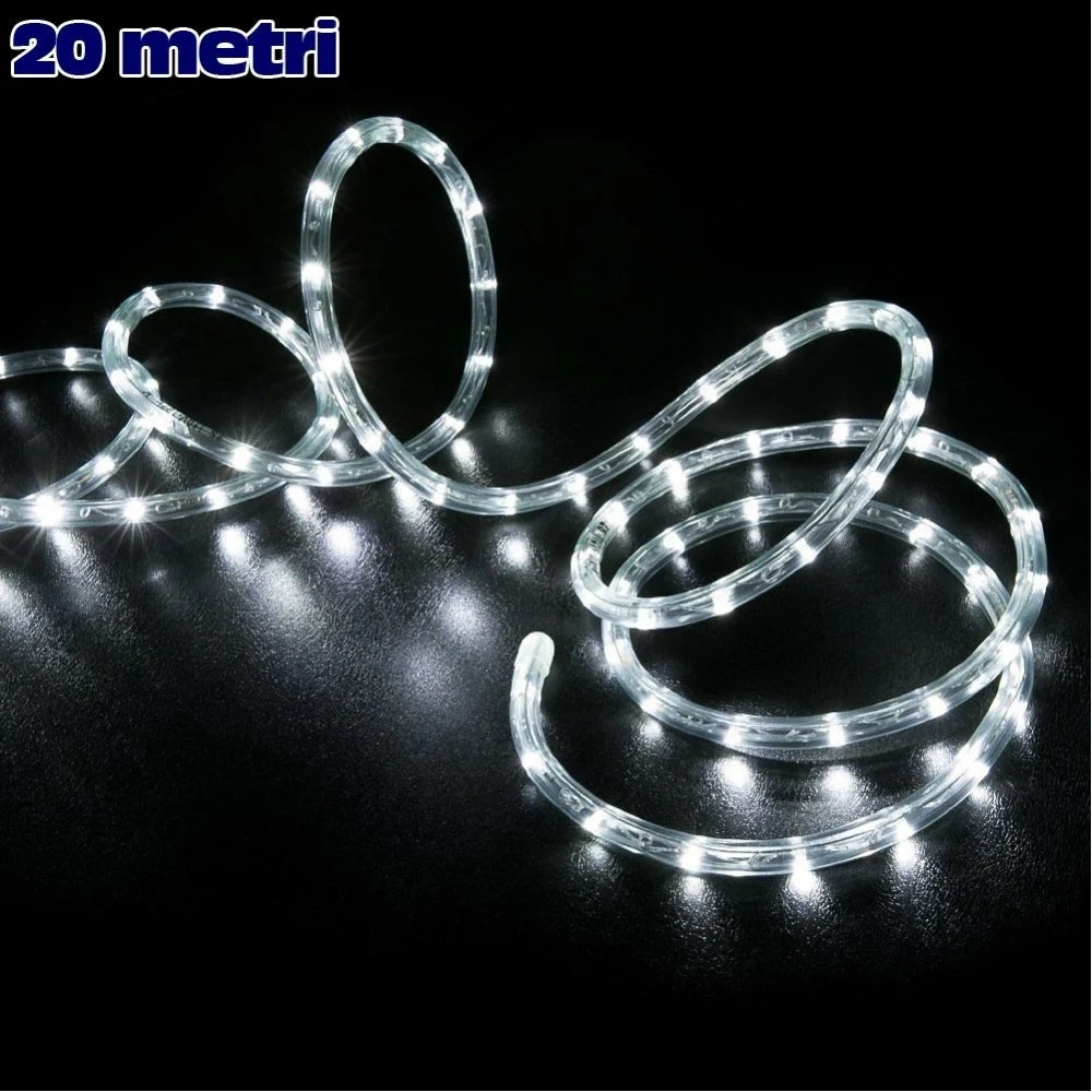 TUBO LUMINOSO NATALIZIO 20 MT LED BIANCO FREDDO CONTROLLER 8 FUNZIONI X ESTERNO - TrAdE Shop Traesio