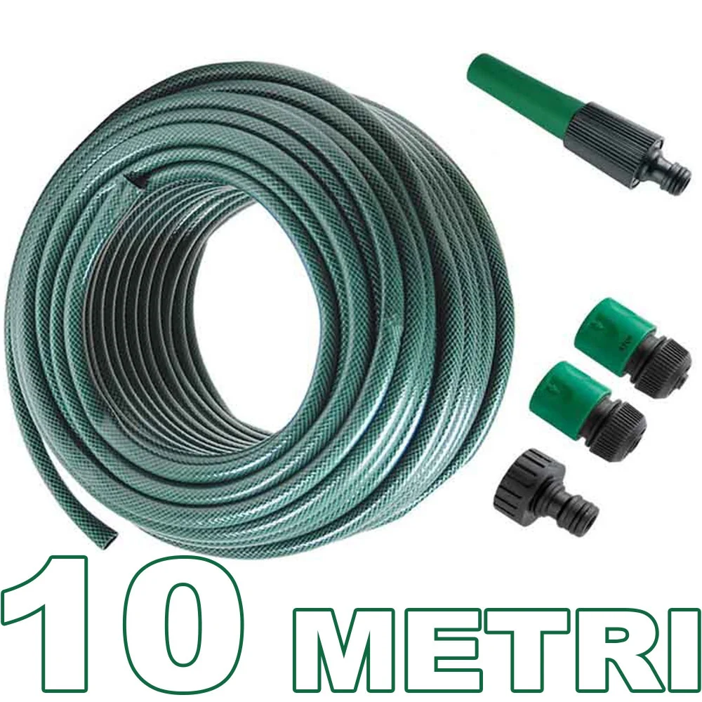 TUBO PER IRRIGAZIONE DA GIARDINO LUNGO 10 METRI CON ACCESSORI DA 1/2" VERDE - TrAdE Shop Traesio