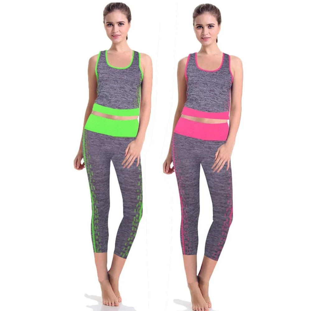 TUTA YOGA TAGLIA UNICA TESSUTO ELASTICO MEZZA GAMBA PALESTRA FITNESS CANOTTA - TrAdE Shop Traesio