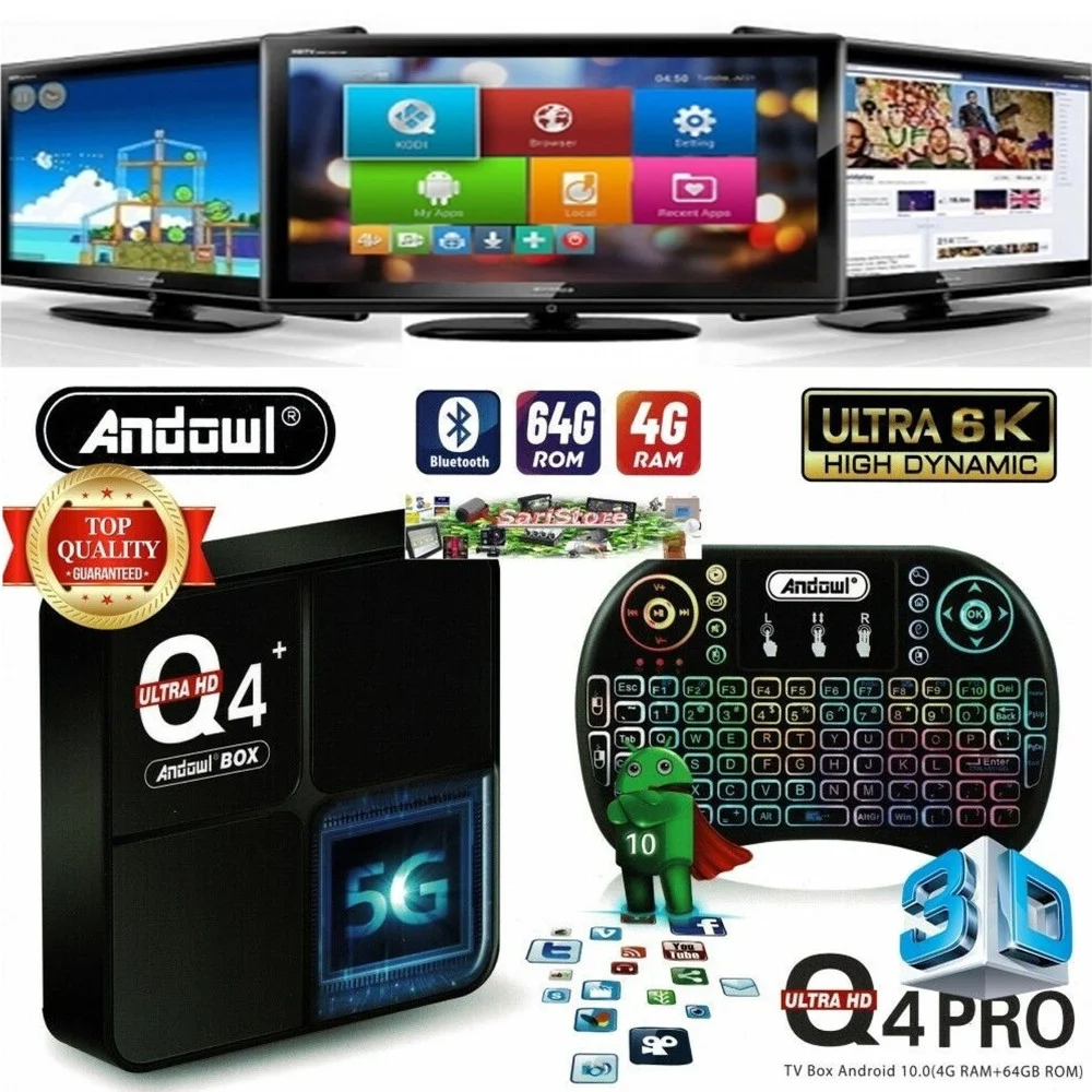 TV BOX HDMI BLUETOOTH 4GB RAM 64GB ROM 6K ULTRA HD TRASFORMA TV ANDROID TV Q4PRO - Andowl