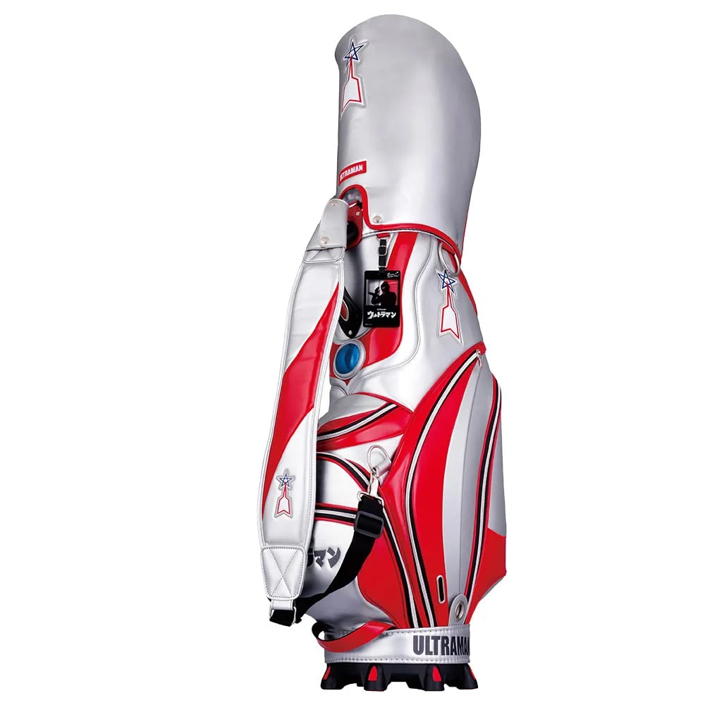 Ultraman Borsa Caddy Golf UMCB002 Design Unico Rosso e Argento 9.5 Pollici