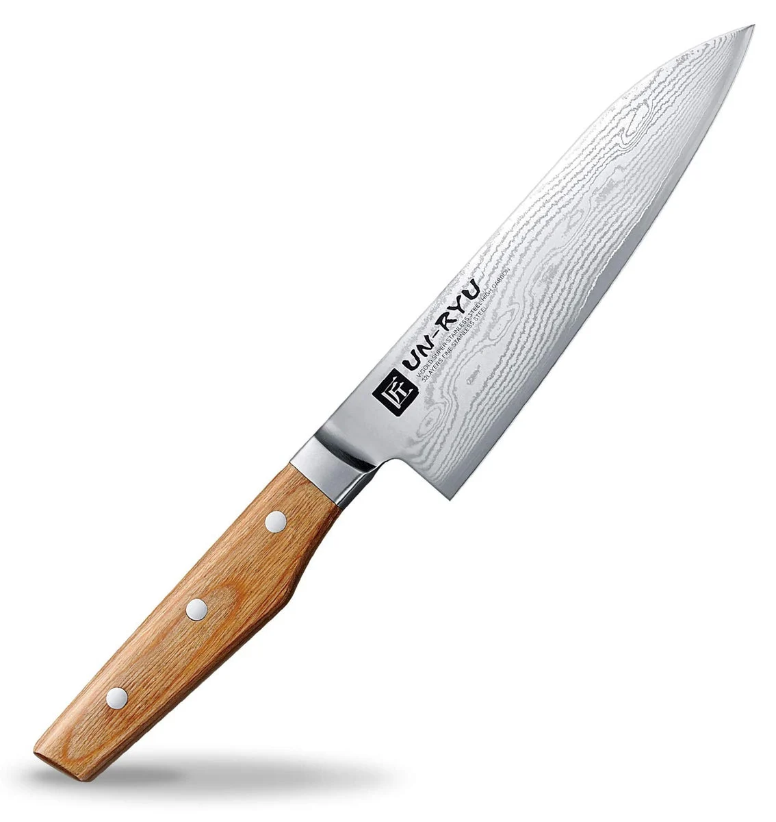 UN-RYU Damascus Chef Knife VG-10 33 Layers 170mm Made in Japan