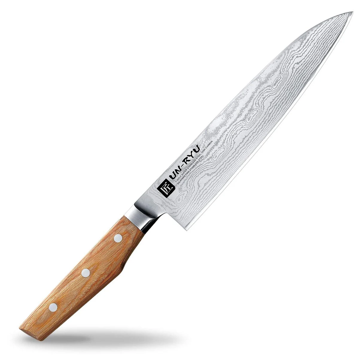 UN-RYU Coltello Chef Damasco 33 Strati Acciaio Svedese 210mm Made in Japan UNR-05