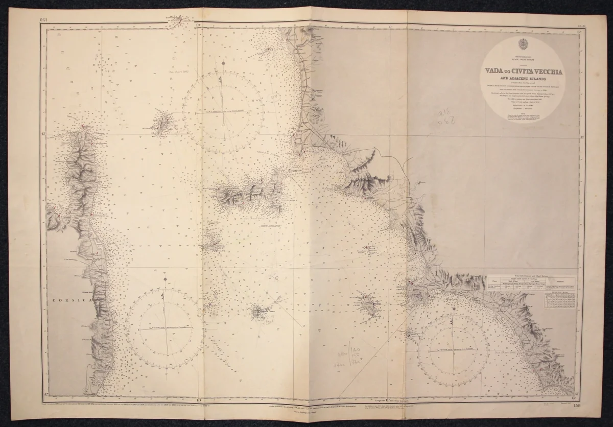 vada to civita vecchia and adjacent islands n. 158 (1963) - Carte nautiche, da pesca…