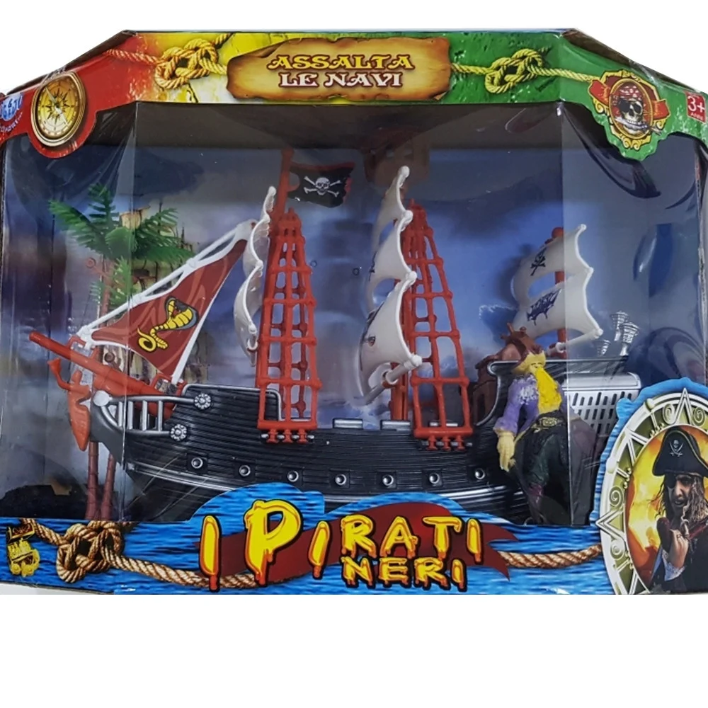 VASCELLO GALEONE PIRATI NERI NAVE BARCA ASSALTA TESCHIO ACQUA GIOCO MARE BIMBO - TrAdE Shop Traesio