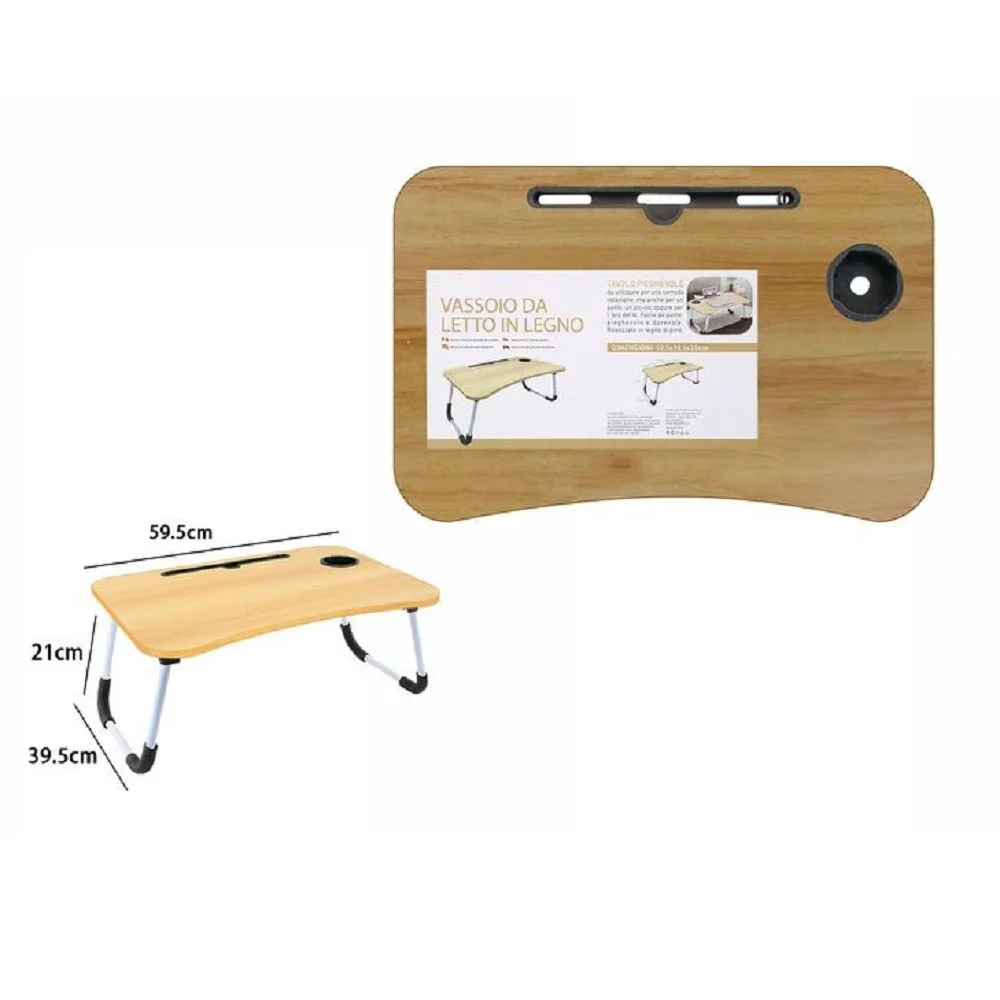 VASSOIO DA LETTO SCRIVANIA PIEGHEVOLE TAVOLINO PC SLOT TABLET TAZZA LEGNO 71367 - TrAdE Shop Traesio