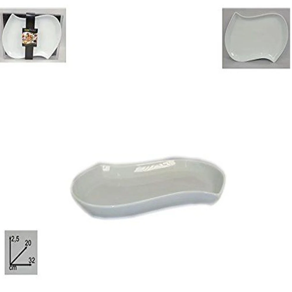 VASSOIO IN CERAMICA BIANCO ONDULATO 32X20 CM PIATTO DA PORTATA PER ANTIPASTI - TrAdE Shop Traesio