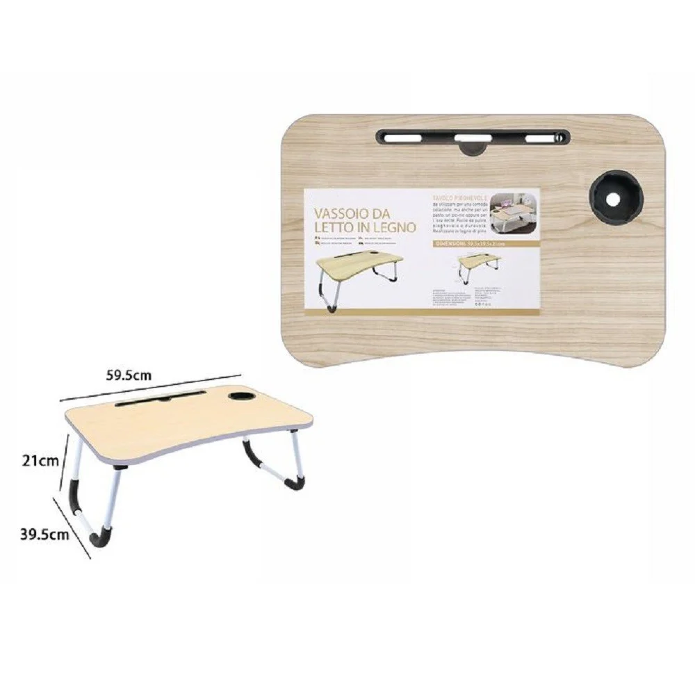 VASSOIO SCRIVANIA PIEGHEVOLE TAVOLINO DA PC SLOT TABLET TAZZA LEGNO CHIARO 71364 - TrAdE Shop Traesio