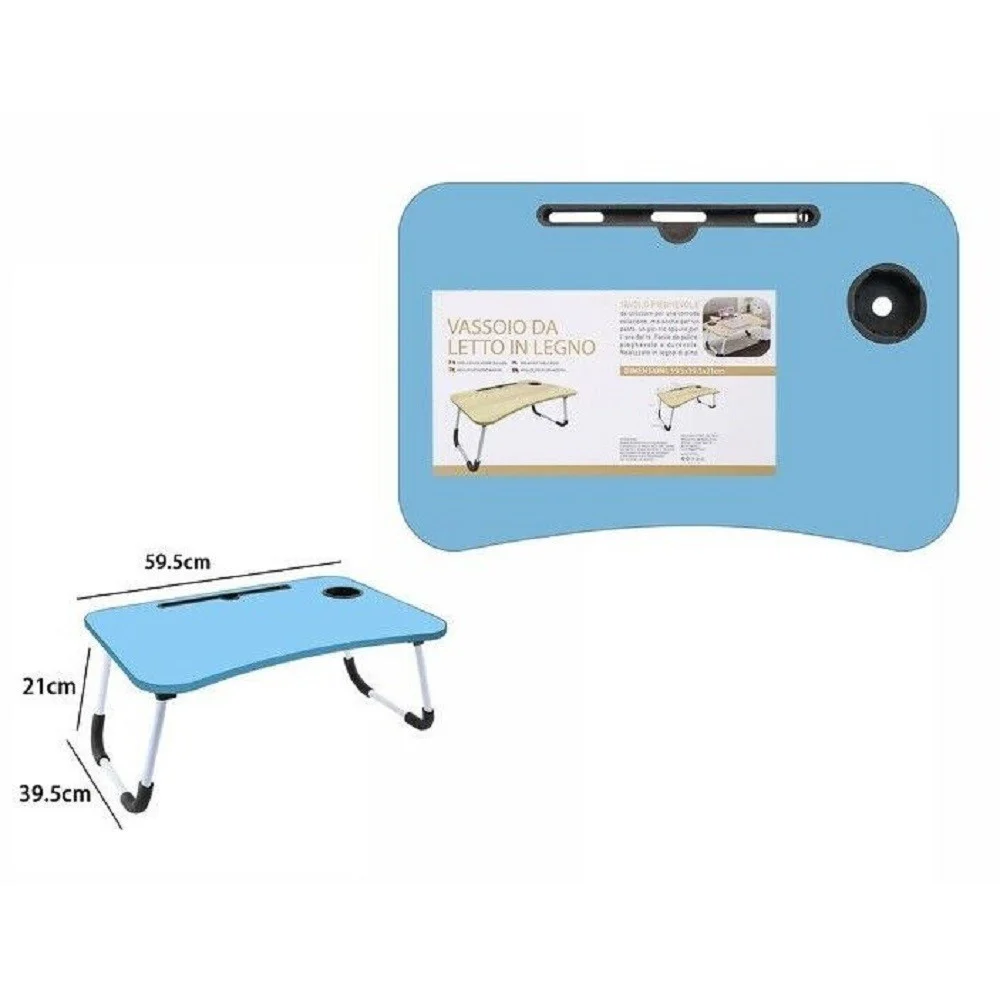 VASSOIO SCRIVANIA PIEGHEVOLE TAVOLINO TAVOLO PC SLOT TABLET TAZZA AZZURRO 71366 - TrAdE Shop Traesio